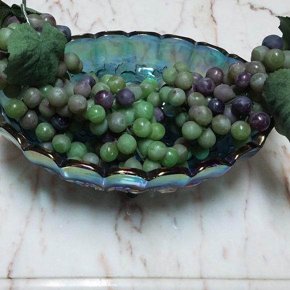 Garland Iridescent Harvest Carnival Blue Carnival Footed Centerpiece Fruit Bowl - Picture 4 of 7